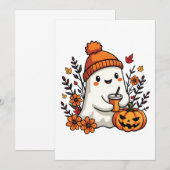 Pastel Autumn Kawaii Ghost Herfst Pumpkin Spice Kaart (Voorkant / Achterkant)
