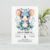 Pastel Avontuur Muis Verjaardag Kaart (Staand voorkant)