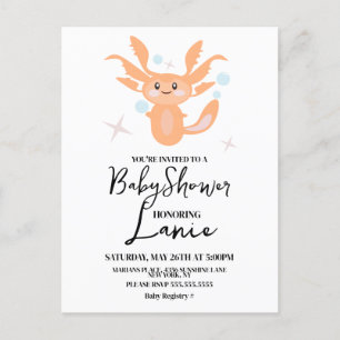 Pastel Axolotl Oceaan Wezen Baby Shower Briefkaart