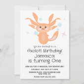 Pastel Axolotl Ocean Creater 1e Birthday Party Kaart (Voorkant)