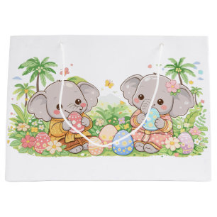 Pastel Baby Dieren met Bloemrijke Eieren Groot Cadeauzakje