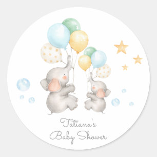 Pastel Baby Elephant Merci Sticker Faveurs