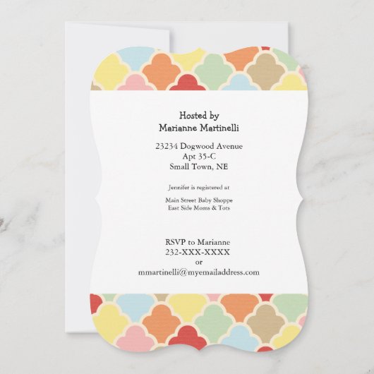 Pastel Baby Elephants Douche Invitation (Dos)