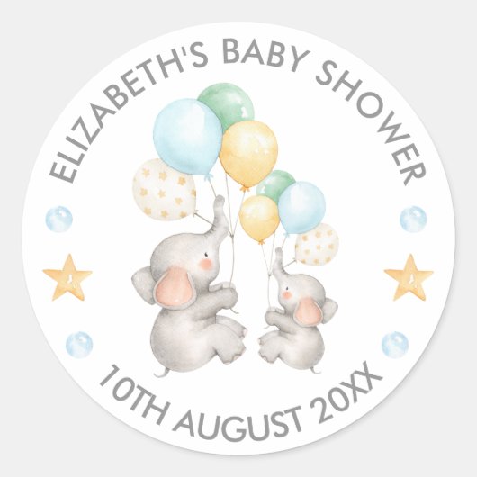 Pastel Baby Olifant Dank u Envelop Seal Ronde Sticker (Voorkant)