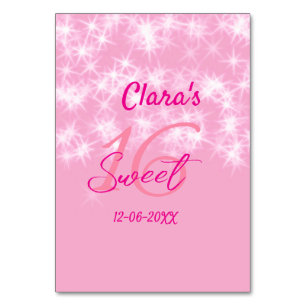 Pastel baby pink sweet 16 birthday naam toevoegen kaart