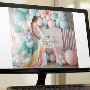 Pastel Baby shower ballonfotografie achtergrond Poster