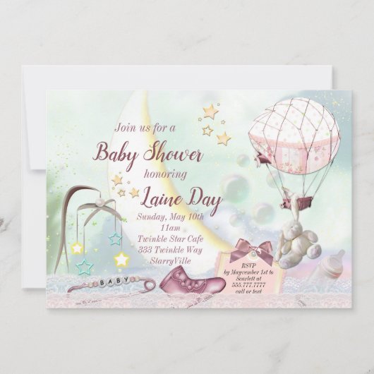 Pastel Baby shower Uitnodiging (Voorkant)