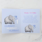 Pastel Baby's Schattigee olifant 1e Verjaardag Ver Kaart (Binnen)