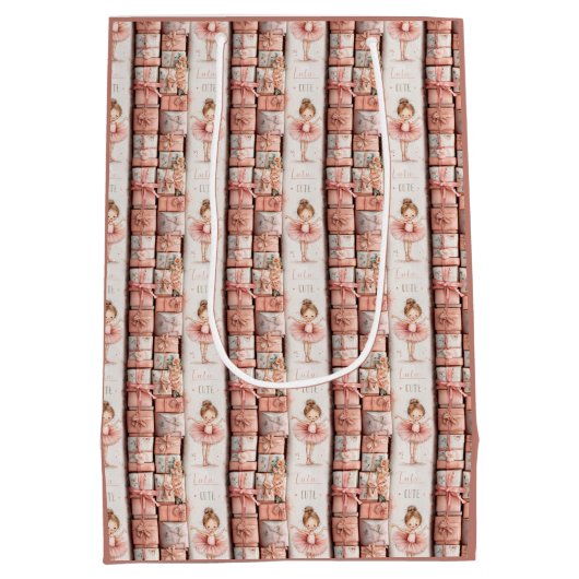 Pastel Ballet Theme with Ribbons and Tutus Medium Cadeauzakje (Achterkant)