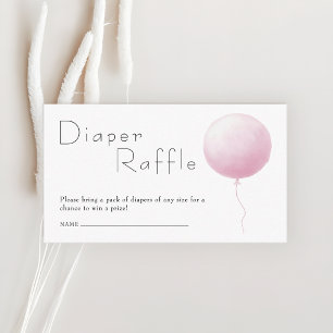 Pastel Ballon Baby Meisje Shower Luier Raffle  Informatiekaartje