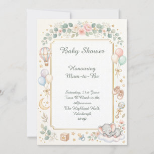 Pastel Ballonnen Baby Shower Kaart