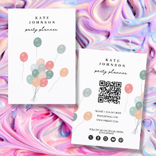Pastel Ballons Party Planner QR Code Social Media Visitekaartje
