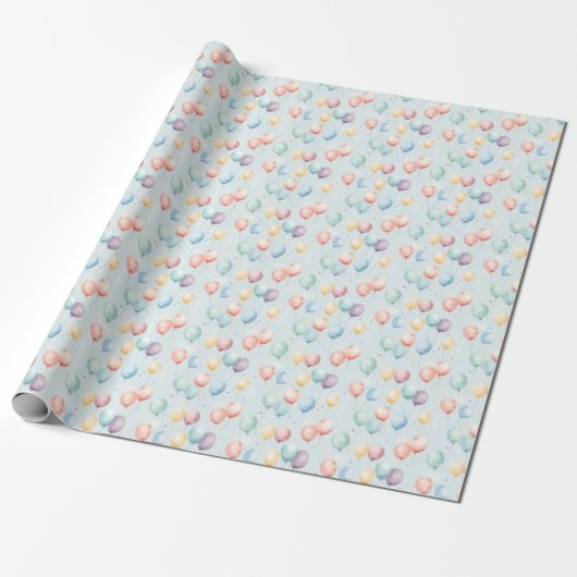 Pastel Balloon Nursery Pattern, Soft Rainbow Boys  Cadeaupapier (Uitgerold)