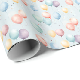Pastel Balloon Nursery Pattern, Soft Rainbow Boys Cadeaupapier