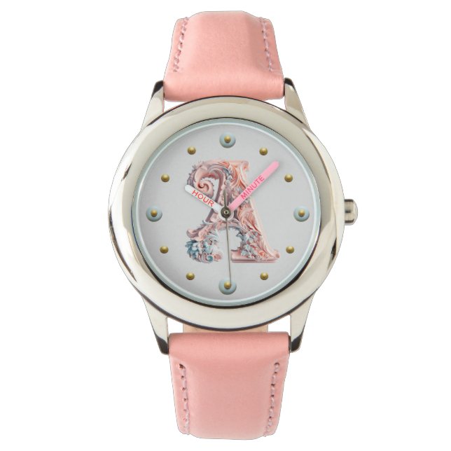 Pastel Barok Letter A Horloge (Voorkant)
