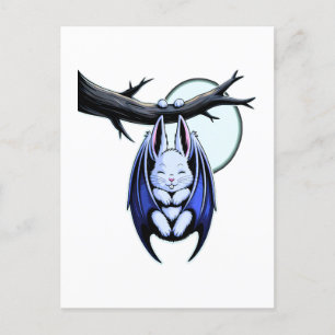 Pastel Bat Bunny Spooky Schattige Halloween Feestdagenkaart