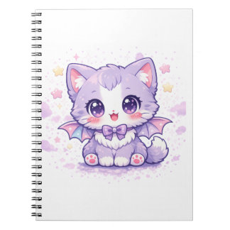 Pastel Bat Kitty Kawaii Lavender Winged Notitieboek