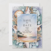 Pastel Beach bruiloft Save The Date (Voorkant)