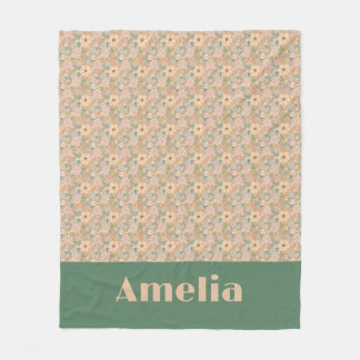 Pastel beige bloempatroon naam fleece deken
