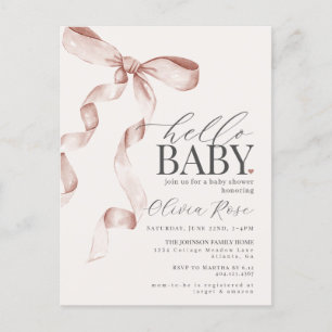 Pastel Beige Coquette Bow fille Invitation Baby sh
