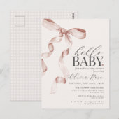 Pastel Beige Coquette Bow fille Invitation Baby sh (Devant / Derrière)