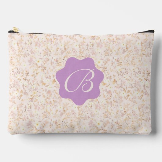 Pastel Beige en Paarse bloemen Etui (Voorkant)
