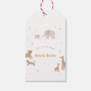 Pastel Beige Schattige Illustratief Baby shower Cadeaulabel