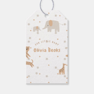 Pastel Beige Schattige Illustratief Baby shower Cadeaulabel