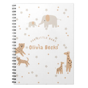 Pastel Beige Schattige Illustratief Baby shower Notitieboek