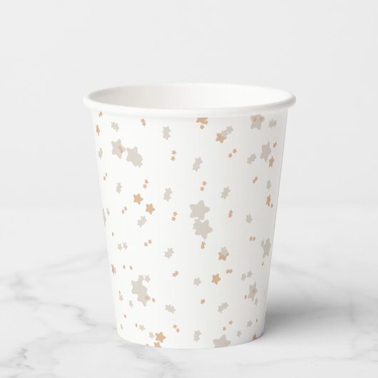 Pastel Beige Schattige Illustratief Baby shower Papieren Bekers (Achterkant)