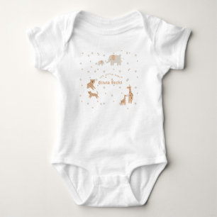 Pastel Beige Schattige Illustratieve Baby Shower Romper