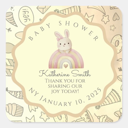 pastel beige Whimsical Pastel Stickers Babyshower (Devant)