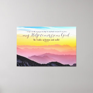 Pastel Bergen Mijn hulp komt van God Psalm Canvas Afdruk