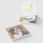 Pastel Bernese Mountain Dog Marble Onderzetter (Zijkant)