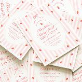 Pastel Berry First Birthday Invitation Kaart