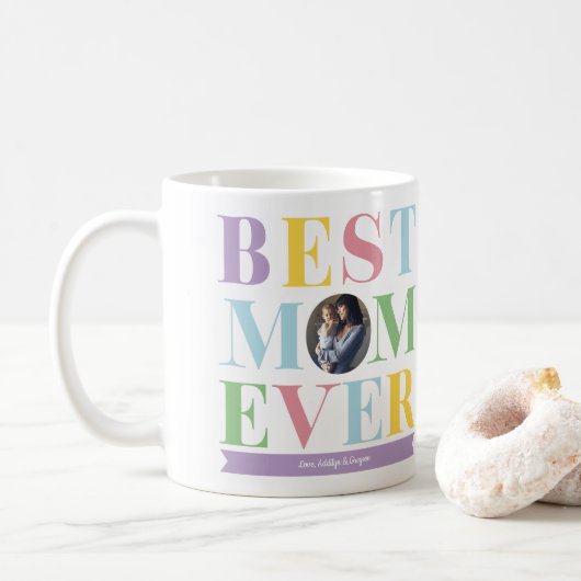 Pastel Beste Mam ooit Foto Gift Koffiemok (Met donut)
