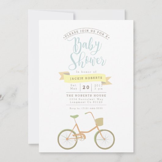 Pastel Bicycle | INVITATION BABY SHOWER (Devant)