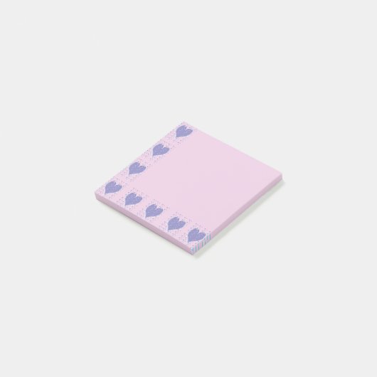 Pastel Big Heart Small Hearts Design Post-It Notes (Schuin)