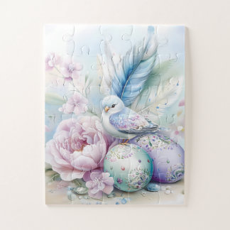 Pastel Bird, Peony and Easter Eggs Legpuzzel