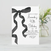 Pastel Black Bow Elegante Verjaardag Kaart (Staand voorkant)