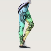 Pastel Black Floral Pattern Leggings (Droite)