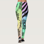 Pastel Black Floral Pattern Leggings (Dos)
