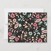 Pastel Black Modern Floral Mariage Carte Réception (Dos)