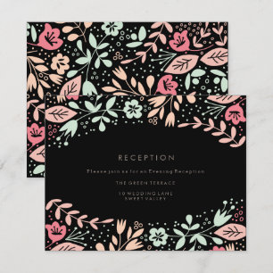 Pastel Black Modern Floral Weddenschap Kaart