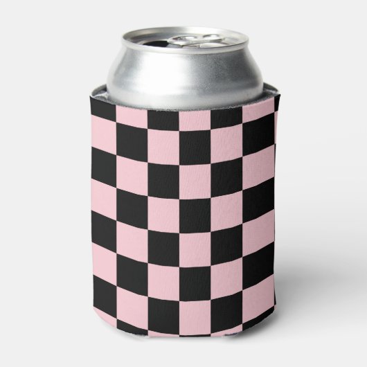 Pastel Black Pink Checkerboard Pattern Blikjeskoeler (Blikje Voorkant)
