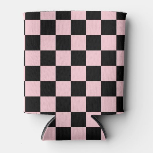 Pastel Black Pink Checkerboard Pattern Blikjeskoeler (Voorkant)