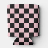 Pastel Black Pink Checkerboard Pattern Blikjeskoeler (Achterkant)