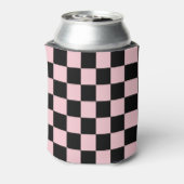 Pastel Black Pink Checkerboard Pattern Blikjeskoeler (Blikje Achterkant)