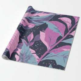 Pastel bladeren op donkere achtergrond cadeaupapier