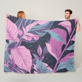 Pastel bladeren op donkere achtergrond fleece deken